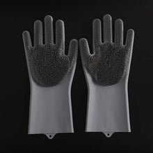 Load image into Gallery viewer, 1Pair Silicone Cleaning Gloves Kitchen Reusable Silicone Dishwashing Glove for Household Bathroom Scrubber Rubber Bath Cleaner