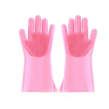 Load image into Gallery viewer, 1Pair Silicone Cleaning Gloves Kitchen Reusable Silicone Dishwashing Glove for Household Bathroom Scrubber Rubber Bath Cleaner