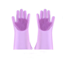 Load image into Gallery viewer, 1Pair Silicone Cleaning Gloves Kitchen Reusable Silicone Dishwashing Glove for Household Bathroom Scrubber Rubber Bath Cleaner