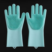 Load image into Gallery viewer, 1Pair Silicone Cleaning Gloves Kitchen Reusable Silicone Dishwashing Glove for Household Bathroom Scrubber Rubber Bath Cleaner