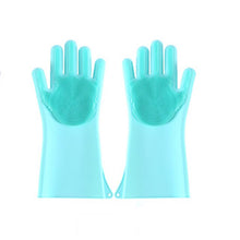 Load image into Gallery viewer, 1Pair Silicone Cleaning Gloves Kitchen Reusable Silicone Dishwashing Glove for Household Bathroom Scrubber Rubber Bath Cleaner
