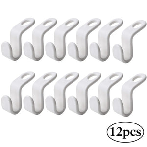 6/12 Pcs Clothes Hanger Hook Multi-Function Folding Storage Clothes Rack Wardrobe Save Space Hanging Hanger Space Saving Hooks