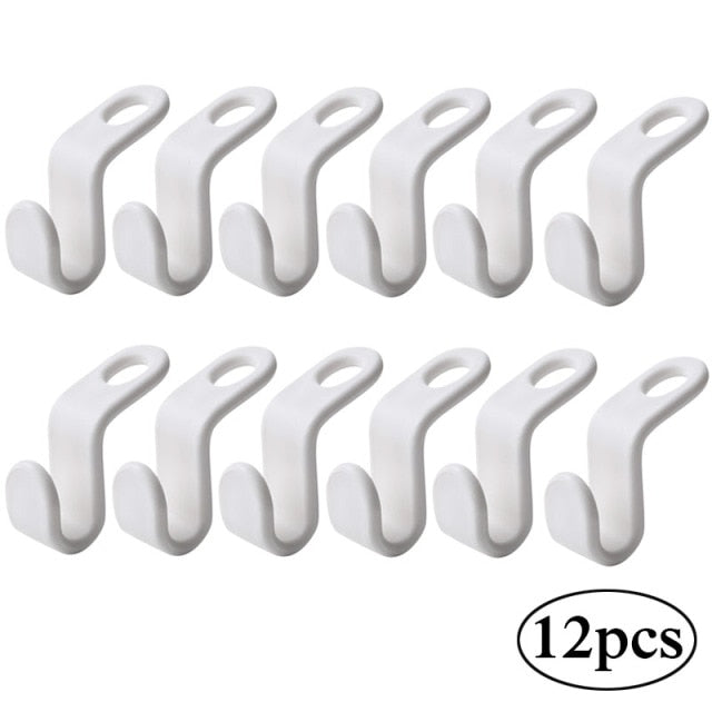 6/12 Pcs Clothes Hanger Hook Multi-Function Folding Storage Clothes Rack Wardrobe Save Space Hanging Hanger Space Saving Hooks