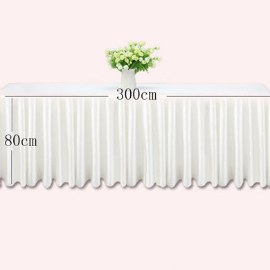 0.8x3M Ice Silk Fabric Table Skirts Party Transparent White Pleated Wedding Tablecloth Cover Skirting Birthday Baby Shower