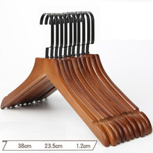 Load image into Gallery viewer, 10Pcs/set Adult Extra-Wide Solid Wood and Metal Hook Wooden Hangers With Notches Non-slip Metal Hook for Clothes W2760