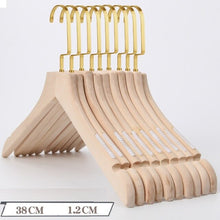 Load image into Gallery viewer, 10Pcs/set Adult Extra-Wide Solid Wood and Metal Hook Wooden Hangers With Notches Non-slip Metal Hook for Clothes W2760