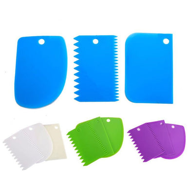 3pcs Plastic Dough Knife Baking Pastry Tools Icing Fondant Scraper Decorating Plain Smooth Spatulas Cutters Cake Toosl