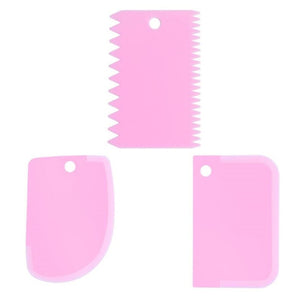 3pcs Plastic Dough Knife Baking Pastry Tools Icing Fondant Scraper Decorating Plain Smooth Spatulas Cutters Cake Toosl