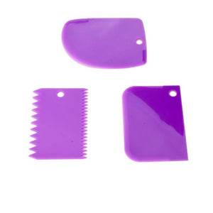 3pcs Plastic Dough Knife Baking Pastry Tools Icing Fondant Scraper Decorating Plain Smooth Spatulas Cutters Cake Toosl