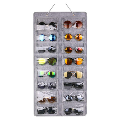 16 Felt Slots Hanging Dust Proof Sunglasses Organizer Wall Pocket Glasses Storage Sunglasses Holder