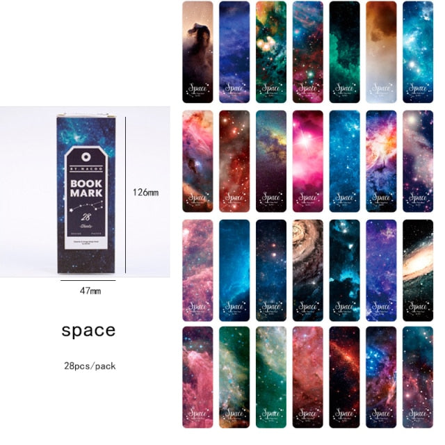 28pcs/pack Creative Girl Star Fruit Space Paper Bookmarks For Books School Stationery And Office Gifts