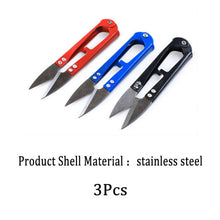 Load image into Gallery viewer, 3Pcs New Useful Tailor Scissors U-Shape Use Scissors Cut Fishing Line Trimming Nipper Essential Sewing Accessories ZXH