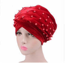 Load image into Gallery viewer, (Wesana) Winter Warm Velvet Turban Caps for Women Long Tail Female Head wraps Muslim Scarf Hijab