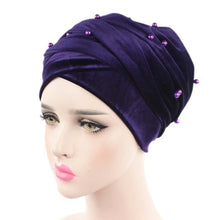 Load image into Gallery viewer, (Wesana) Winter Warm Velvet Turban Caps for Women Long Tail Female Head wraps Muslim Scarf Hijab