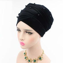 Load image into Gallery viewer, (Wesana) Winter Warm Velvet Turban Caps for Women Long Tail Female Head wraps Muslim Scarf Hijab