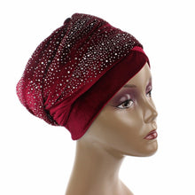 Load image into Gallery viewer, (Wesana) Winter Warm Velvet Turban Caps for Women Long Tail Female Head wraps Muslim Scarf Hijab