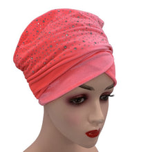 Load image into Gallery viewer, (Wesana) Winter Warm Velvet Turban Caps for Women Long Tail Female Head wraps Muslim Scarf Hijab