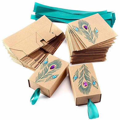 5pcs Peacock Feather chocolate Candy Boxes gift bag Wedding bridal baby shower kid adult birthday Anniversary decoration Favor