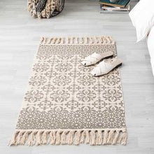 Load image into Gallery viewer, Round Cotton Linen Bohemia Prayer Tassels Carpet Table Area Rugs Modern Non-Slip Yoga Bath Mats Footcloth