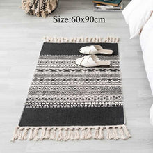 Load image into Gallery viewer, Round Cotton Linen Bohemia Prayer Tassels Carpet Table Area Rugs Modern Non-Slip Yoga Bath Mats Footcloth