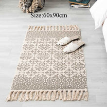 Load image into Gallery viewer, Round Cotton Linen Bohemia Prayer Tassels Carpet Table Area Rugs Modern Non-Slip Yoga Bath Mats Footcloth