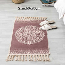Load image into Gallery viewer, Round Cotton Linen Bohemia Prayer Tassels Carpet Table Area Rugs Modern Non-Slip Yoga Bath Mats Footcloth