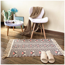 Load image into Gallery viewer, Round Cotton Linen Bohemia Prayer Tassels Carpet Table Area Rugs Modern Non-Slip Yoga Bath Mats Footcloth