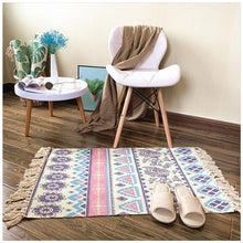 Load image into Gallery viewer, Round Cotton Linen Bohemia Prayer Tassels Carpet Table Area Rugs Modern Non-Slip Yoga Bath Mats Footcloth