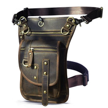 Load image into Gallery viewer, Natural Leather Design Men Small Casual Messenger Mochila Bag Retro Travel Belt Fanny Waist Belt Pack Drop Leg Bag Pouch 2141