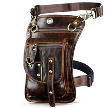 Load image into Gallery viewer, Natural Leather Design Men Small Casual Messenger Mochila Bag Retro Travel Belt Fanny Waist Belt Pack Drop Leg Bag Pouch 2141