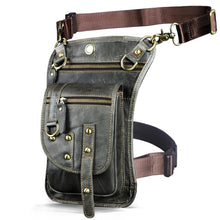 Load image into Gallery viewer, Natural Leather Design Men Small Casual Messenger Mochila Bag Retro Travel Belt Fanny Waist Belt Pack Drop Leg Bag Pouch 2141