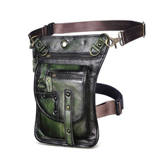 Load image into Gallery viewer, Natural Leather Design Men Small Casual Messenger Mochila Bag Retro Travel Belt Fanny Waist Belt Pack Drop Leg Bag Pouch 2141