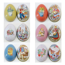 Load image into Gallery viewer, 6 Pieces Easter Bunny Dress Printing Alloy Metal Trinket Tin Easter Eggs Shaped Candy Box Tinplate Case Party Decoration