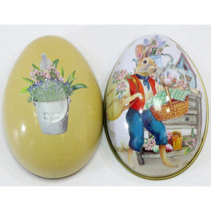 6 Pieces Easter Bunny Dress Printing Alloy Metal Trinket Tin Easter Eggs Shaped Candy Box Tinplate Case Party Decoration
