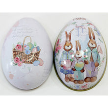 Load image into Gallery viewer, 6 Pieces Easter Bunny Dress Printing Alloy Metal Trinket Tin Easter Eggs Shaped Candy Box Tinplate Case Party Decoration