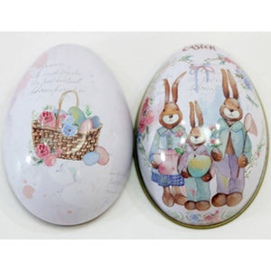 6 Pieces Easter Bunny Dress Printing Alloy Metal Trinket Tin Easter Eggs Shaped Candy Box Tinplate Case Party Decoration