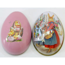 Load image into Gallery viewer, 6 Pieces Easter Bunny Dress Printing Alloy Metal Trinket Tin Easter Eggs Shaped Candy Box Tinplate Case Party Decoration