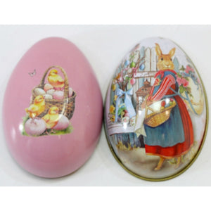 6 Pieces Easter Bunny Dress Printing Alloy Metal Trinket Tin Easter Eggs Shaped Candy Box Tinplate Case Party Decoration