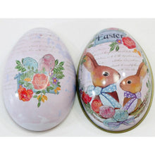 Load image into Gallery viewer, 6 Pieces Easter Bunny Dress Printing Alloy Metal Trinket Tin Easter Eggs Shaped Candy Box Tinplate Case Party Decoration