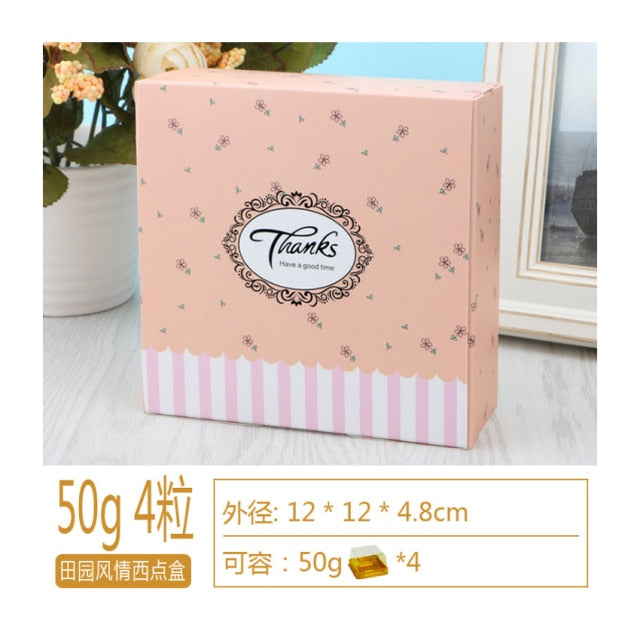 10pcs/lot Sweet Moon Cake Box Portable Cube Package Cookies Boxes Kids Party Decoration Paper Gift Box