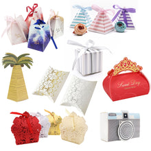Load image into Gallery viewer, 10pcs/set Creative Paper Pyramid Pillow Shape Candy Box Baby Shower Wedding Festival Party Chocolate Return Gift Box Supply