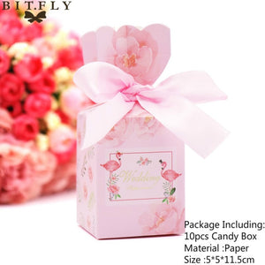 10pcs/set Creative Paper Pyramid Pillow Shape Candy Box Baby Shower Wedding Festival Party Chocolate Return Gift Box Supply