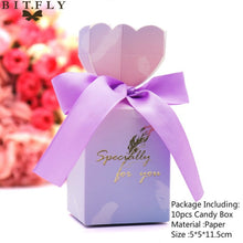 Load image into Gallery viewer, 10pcs/set Creative Paper Pyramid Pillow Shape Candy Box Baby Shower Wedding Festival Party Chocolate Return Gift Box Supply