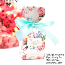 Load image into Gallery viewer, 10pcs/set Creative Paper Pyramid Pillow Shape Candy Box Baby Shower Wedding Festival Party Chocolate Return Gift Box Supply