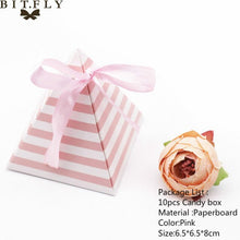 Load image into Gallery viewer, 10pcs/set Creative Paper Pyramid Pillow Shape Candy Box Baby Shower Wedding Festival Party Chocolate Return Gift Box Supply