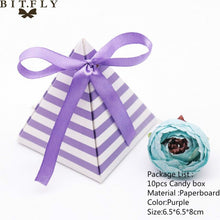 Load image into Gallery viewer, 10pcs/set Creative Paper Pyramid Pillow Shape Candy Box Baby Shower Wedding Festival Party Chocolate Return Gift Box Supply