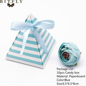 10pcs/set Creative Paper Pyramid Pillow Shape Candy Box Baby Shower Wedding Festival Party Chocolate Return Gift Box Supply