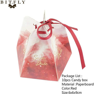 10pcs/set Creative Paper Pyramid Pillow Shape Candy Box Baby Shower Wedding Festival Party Chocolate Return Gift Box Supply