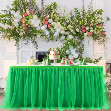 6/9FT Green Tutu Tulle Table skirt Baby Shower Table Skirt Party Wedding Birthday Home Banquet Decoration