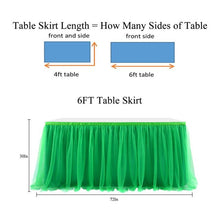 Load image into Gallery viewer, 6/9FT Green Tutu Tulle Table skirt Baby Shower Table Skirt Party Wedding Birthday Home Banquet Decoration